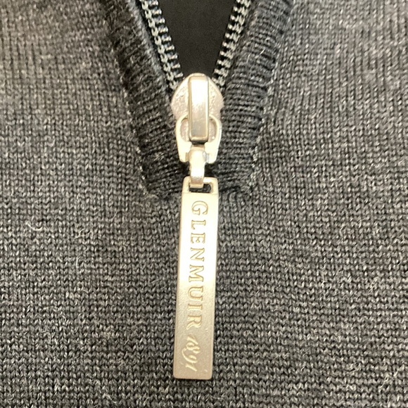 Glenmuir Golf Sweater Mens Medium Gray Merino Wool Long Sleeve Lined Quarter Zip - Picture 6 of 13